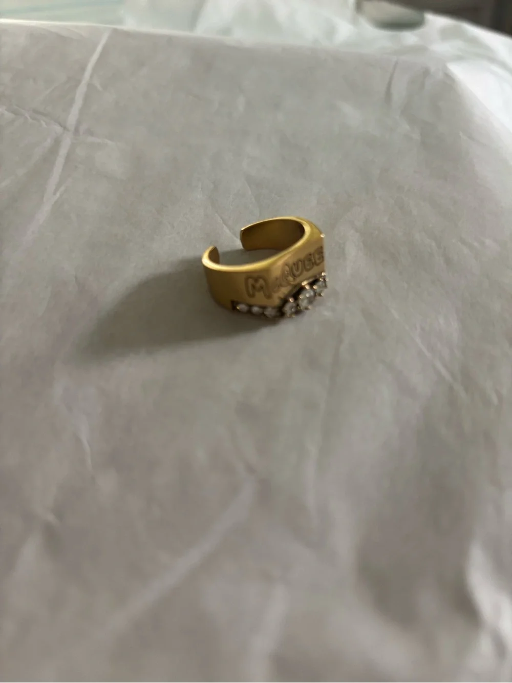 Alexander McQueen Gold-Tone Crystal Band Ring